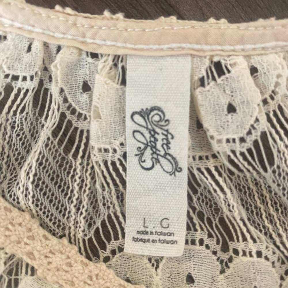 Free People Lace Long-Sleeve Top - Size Large - Picture 6 of 7